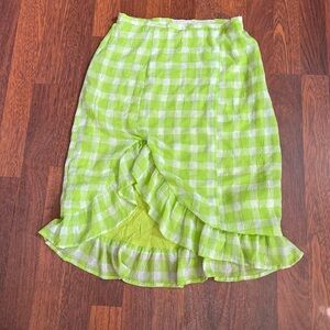 Urban Outfitters Lime Green Checkered Midi Skirt